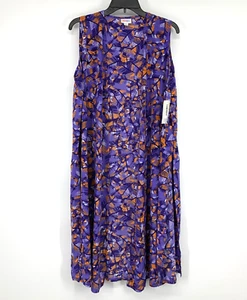 LuLaRoe Joy Duster gilet donna viola medio stampato senza maniche lungo nuovo con etichette - Foto 1 di 10