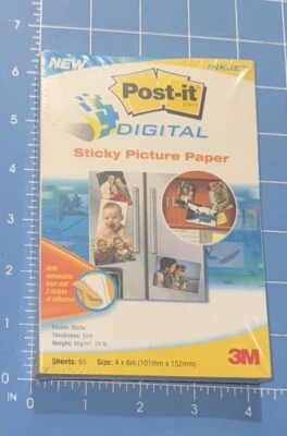 Post-It Picture Paper NEW Sealed 65 Sheets Matte 4" x 6" 5 mil Print Peel Stick - Image 1 of 2