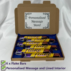 Cadbury Flake Chocolate Bars Gift Hamper Sweet Box Personalised Message 6 BARS - Picture 1 of 3
