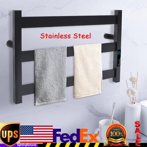 Electric Heated Warmer Stainless Towel Rail Rack Drying Holder Wall Mount Timing - Picture 1 of 10