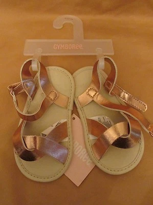 Nuevas Sandalias Gymboree Bebé Niña Metálicas Bronce y Crema Tirantes Punta Abierta Talla 4 Foto 1 de 4