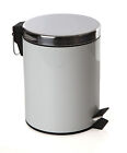 New Stainless Steel 6 Litre Round Bin Lid Mirror White Body Pushed Button 172594