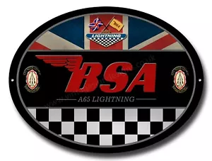 LETRERO DE METAL OVALADO RAYO BSA. PRODUCTO B.S.A CON LICENCIA OFICIAL. © &™ BSA - Imagen 1 de 1
