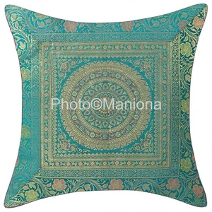 Set of 3 Silk Mandala Covers, Sofa Cushion Covers, Indian Kantha Bed  Decor - Picture 1 of 2