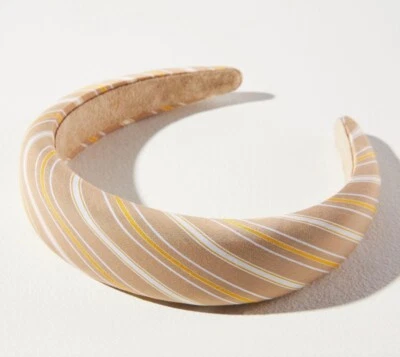 NUEVO CON ETIQUETAS DIADEMA ANTHROPOLOGIE CAMISA UNIVERSITARIA RAYAS BEIGE BRONCEADO HINCHADO Foto 1 de 2