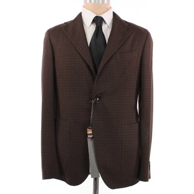 Abrigo deportivo Dover Boglioli nuevo con etiquetas 100 % lana talla 48R EE. UU. 38R a cuadros marrón/negro Foto 1 de 4