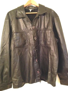 HANDARBEIT,HANDGESCHNÜRTE PLONGE LEDER HERREN HEMD JACKE SCHWARZ GR. 48 GEWEIHKNÖPFE - Bild 1 von 12