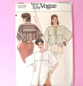 Vintage Sewing Blouse Pattern Very Easy Vogue # 8916 Size 8-10-12 Cut - Picture 1 of 3