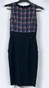 CHANEL Checkered Tight Midi Dress Silk Wool Black Navy 08A P34070W04217 Size 36 - Picture 1 of 4