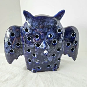 Unique Vintage Blue Ceramic Owl Tea Light /Candle/Incense Holder Lantern - Bild 1 von 11