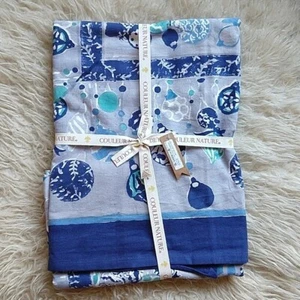 Couleur Nature Holiday Christmas Square Tablecloth Decor Blue Gray Coastal Vibes - Picture 1 of 5