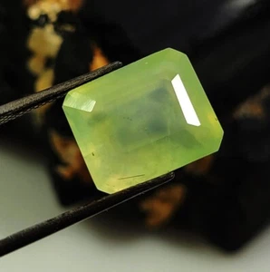 Certified 9.10 Ct Natural Prehnite Emerald Shape Africa Prehnite Loose Gemstones - Picture 1 of 4