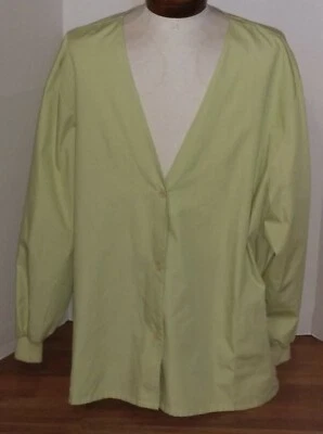 Cherokee Workwear Long Sleeve Cardigan 3 Pocket Scrub Top~Size 4XL~Celery~NWT  - Image 1 of 4