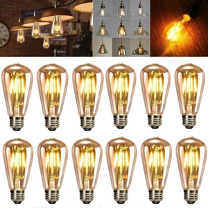 12Pcs LED ST64 E27 Edison Bulbs Vintage Retro 4W Filament Light Bulbs Warm White - Picture 1 of 16