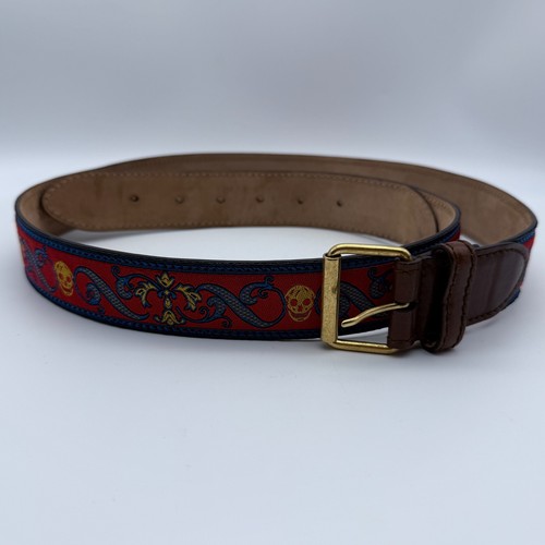 Rarissima cintura in pelle modello teschio rosso Alexander McQueen taglia 38 95