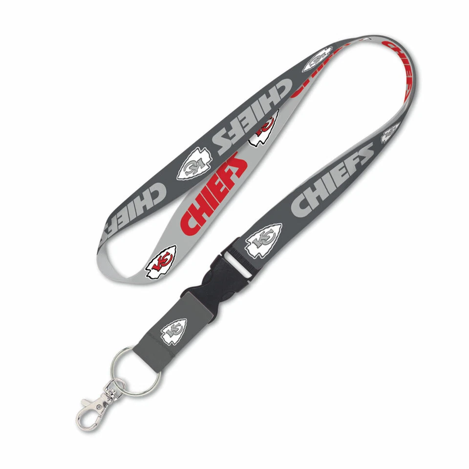 KANSAS CITY CHIEFS LANYARD KEYCHAIN W/ DETACHABLE BUCKLE 1" WIDTH 22" LONG - Image 1 of 1