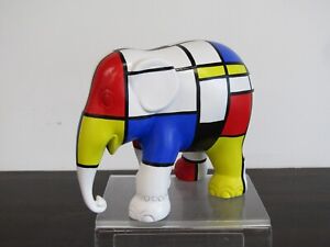 Elephant Parade Ltd. Ed. Wooden Ornament Piet Mondrian Style Abstract Art Design