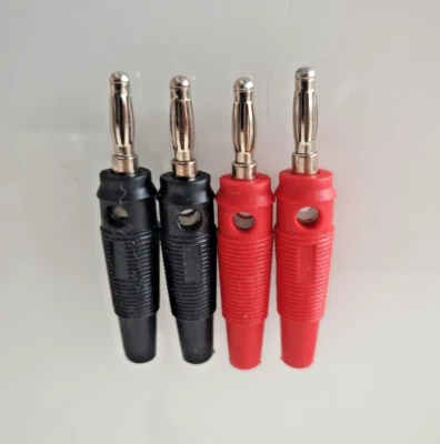 4 Stück Bananenstecker 2x rot 2x schwarz 4mm Buchse mit Querloch - Bild 1 von 3