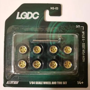 LODC Series 2 10mm Ruote 5 Stelle NS-03 3/7 Cerchio Cromato con Inserto Oro 1:64 - Foto 1 di 3