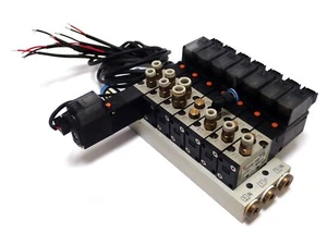 Colector de válvulas SMC con 7x VZ3123-5M0Z-M5 ELECTROVÁLVULAS 24Vdc 0.15-0.7MPa PROBADO - Imagen 1 de 8