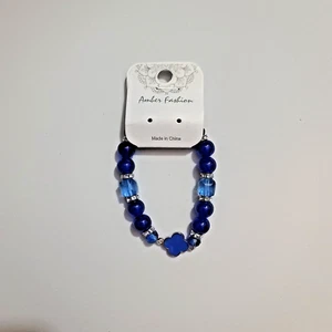 Bracciale donna nuovo con etichette bellissimo perline elasticizzato moda cool costume gioielli - blu - Foto 1 di 2