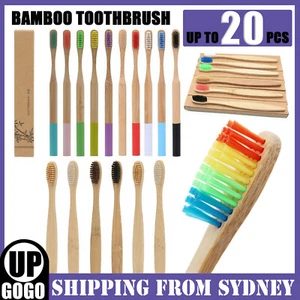 1-20 Packs Natural Bamboo Toothbrush Soft-Bristle Oral Care Brushes BPA Free AU - Picture 1 of 26