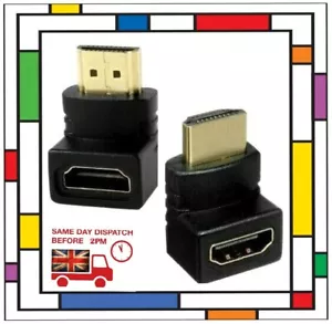 2x 90 DEGREE RIGHT ANGLE or 2x 270 HDMI CABLE ADAPTER Female to Male CONNECTOR - Picture 1 of 4