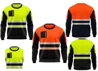 HIVIZ Hi Viz Visibility High Sweat Shirt Reflective 2 Pocket Work Wear Fleece Jacket