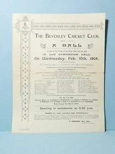 1904 Beverley Cricket Club A BALL Advertisement Poster Flyer #HBW - Picture 1 of 3