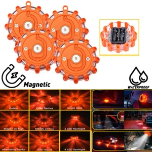 4 x Battery LED Road Flares Emergency Roadside Light Car Warning Safety Bright - Picture 1 of 11