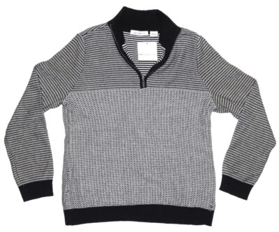 Nuevo Suéter LIZ CLAIBORNE Para Hombre 1/4 Cremallera Cuello Simulado Negro Multi L XL Mangas Largas Foto 1 de 4