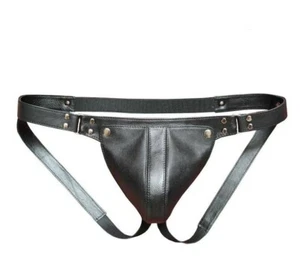 Autentico Perizoma Uomo Pelle Cod Pezzo Jockstrap Fetish Intimo Con Codpiece - Foto 1 di 2