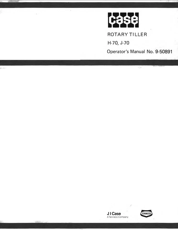 Tractor Operator's Manual Fits Case Rotary Tiller H-70, J-70 No. 9-50891 - Image 1 of 4