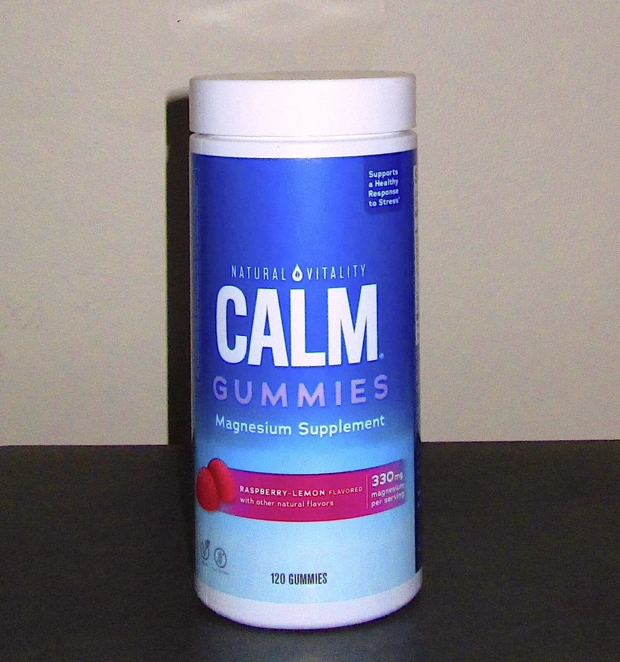 Natural Vitality-Calm Gummies Suplemento de Magnesio-Sabor Frambuesa Limón-120 ct Foto 1 de 1
