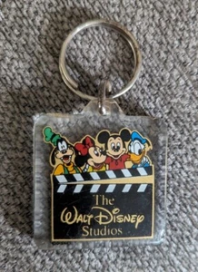 VTG Walt Disney Studios Keychain w/ Mickey Mouse Gang Mickey Minnie Donald Goofy - Picture 1 of 3