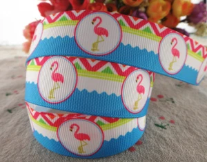 Ripsband Flamingo mit Chevron-Muster 7/8 Zoll 22 mm - Bild 1 von 1