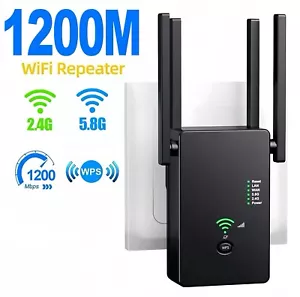 Wireless Amplifier Router Signal Booster 1200Mbps WiFi Range Extender Repeater - Picture 1 of 7