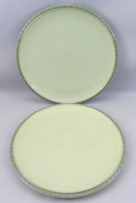2 x Denby Calm Dinner Plates 10.5" (27cm) Stoneware Plates Light Green Stripe - Image 1 of 4
