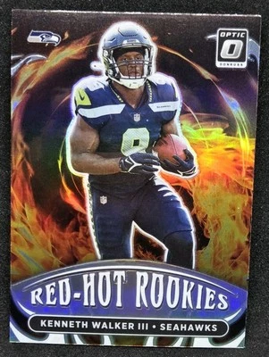 2022 Donruss Optic Kenneth Walker III Silver Prizm Red-Hot Rookies RC #RHR-7 - Image 1 of 2