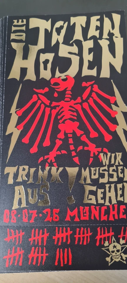 Die Toten Hosen 1x Ticket Stehplatz / Innenraum 08.07.2026 München ausverkauft - Bild 1 von 1