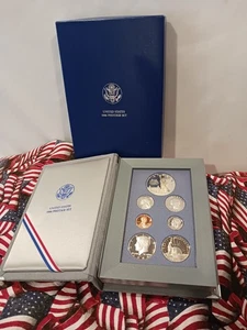 1986-S US Mint 7 Coin Prestige Proof Set Statue Liberty Silver Dollar Box & COA - Picture 1 of 13