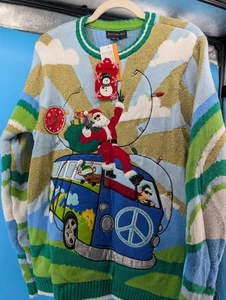 NUEVO Suéter Blizzard Bay Hippie Santa Peace Van Feo Navidad Talla M Iluminado - Imagen 1 de 12