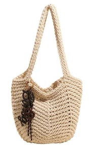Häkeltasche Damen 2025 groß Stroh Strandtasche Handarbeit gewebt Schultertasche... - Bild 1 von 7