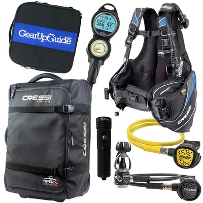 Paquete completo de equipo de buceo Cressi Travelight de 15 libras con Travelight BCD Foto 1 de 4