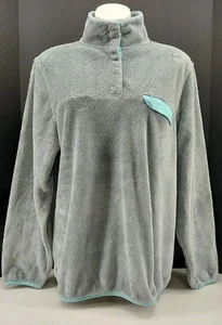 Jachs Cabin grau Sherpa Fleece, Aqua Trim, Stehkragen Pullover Oberteil. Größe XL - Bild 1 von 9