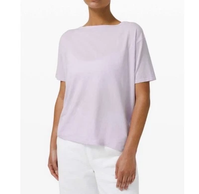 Lululemon Back in Action Short Sleeve Shirt Size 8 Lavender Dew Yoga Lounge Chic - Image 1 of 4