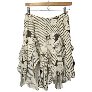 Ralph Lauren Black Label Gr. 6 Blumen Rüschen Rock creme gestreift Y2K Fee 90er - Bild 1 von 8