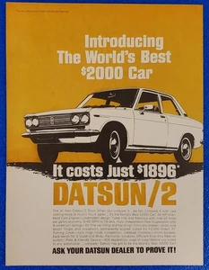 1969 DATSUN/2 510 2-TÜRER LIMOUSINE KLASSIKER ORIGINALDRUCKANZEIGE "KOSTET WENIGER ALS 2000 $" - Bild 1 von 1