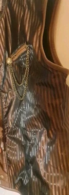 Chaleco pirata steampunk de cuero sintético marrón a rayas XL para hombre Foto 1 de 4
