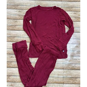 Posh Peanut Bordeaux Red Waffle Bamboo Pajama Set 10y - Picture 1 of 4